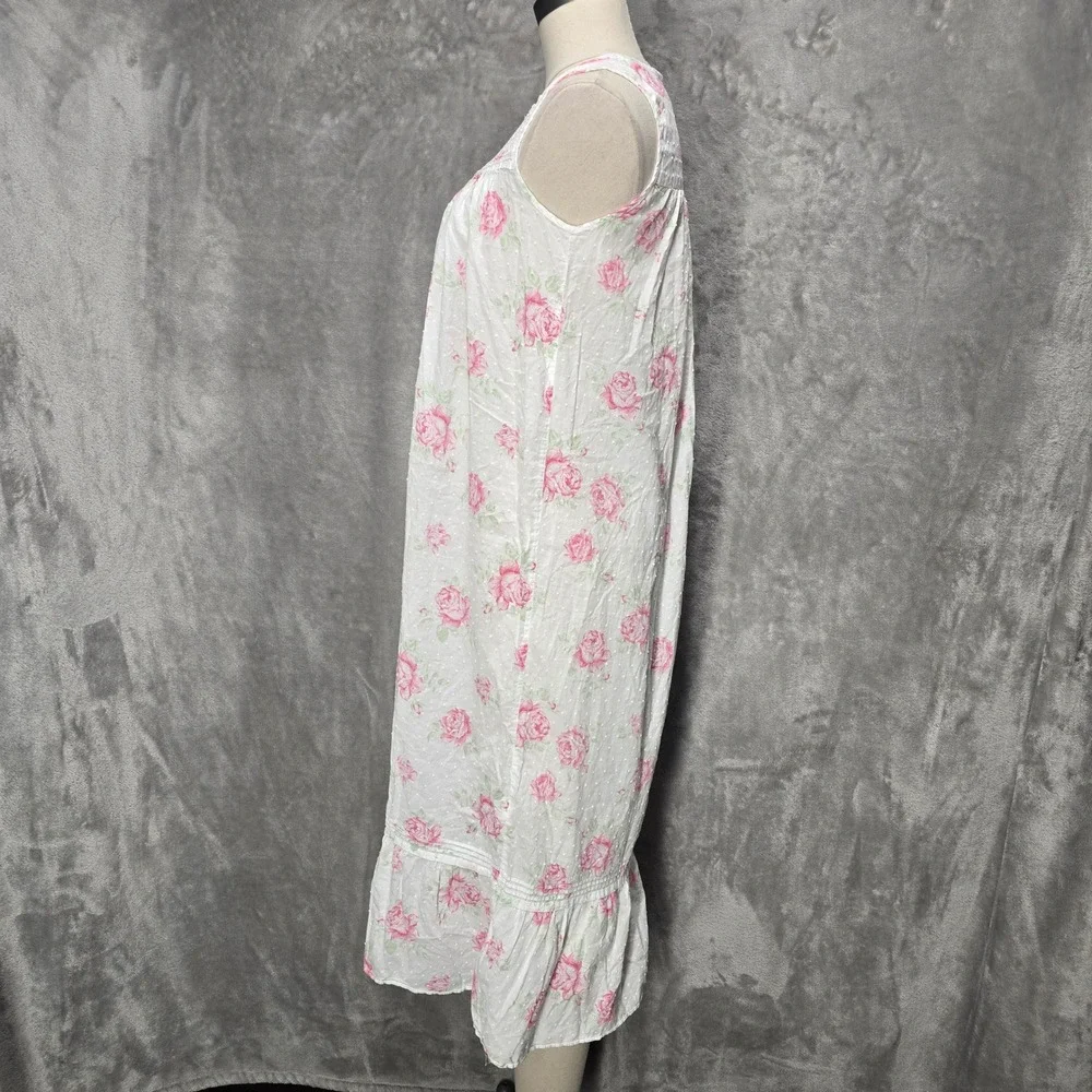 Eileen West Nightgown Dress Women XS Floral Cotton Dobby Sleeveless Coquette